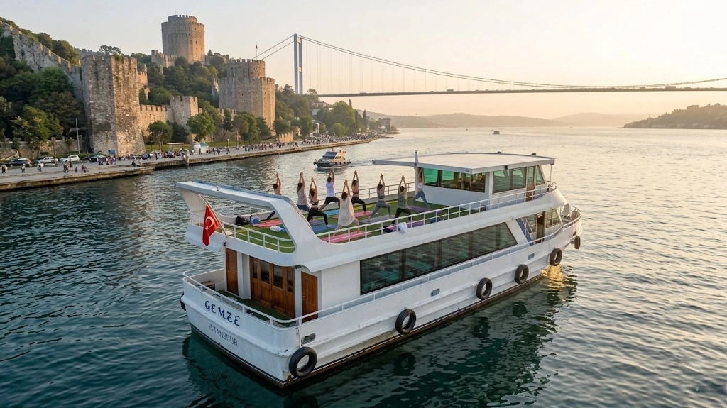 İstanbul Boğazında Teknede Yoga Meditasyon